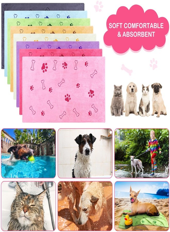 Chumia 8 Pcs Dog Towels for Drying Dogs Cats Pet Towels Bulk Puppy Microfiber Quick Drying Paw Bath Bathing Supplies Absorbent for Medium Pets(Sweet Color,18 x 28 Inch) - Image 5
