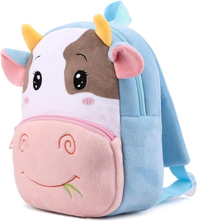 Frantic Soft Cute Kids School Bag Picnic 2 Compartment Backpack(Pink_Cow_2024_B) - Image 2