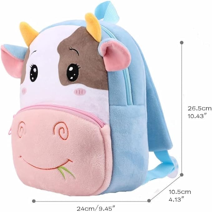 Frantic Soft Cute Kids School Bag Picnic 2 Compartment Backpack(Pink_Cow_2024_B) - Image 5