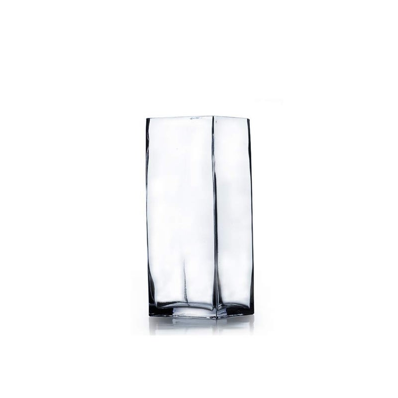 WGV Tall Square Vase Glass Block Length 3 Height 6 Clear Bud Floral Container Candle Holder Planter Terrarium for Wedding Party Event Home Office Decor 1 Piece