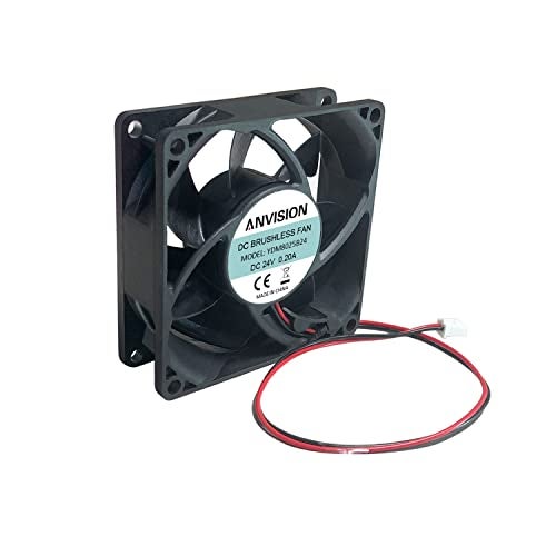 ANVISION 2-Pack 80mm x 25mm DC 24V Brushless Cooling Fan, Dual Ball Bearing - Image 2