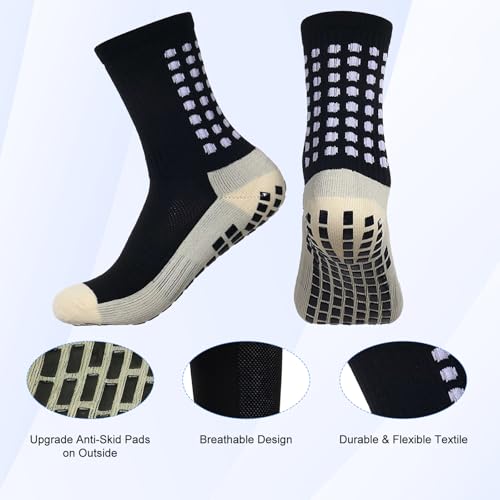TecoKart® Black Grip Socks with Shin Guard Sleeves – Anti-Slip Football Socks for Ultimate Control & Comfort – Breathable Sports Socks for Men with Cushion Support - Image 4