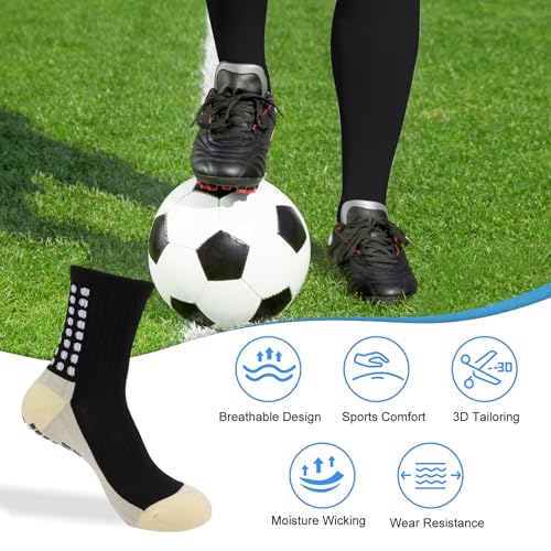 TecoKart® Black Grip Socks with Shin Guard Sleeves – Anti-Slip Football Socks for Ultimate Control & Comfort – Breathable Sports Socks for Men with Cushion Support - Image 3