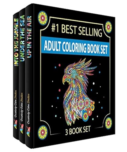 Creatively Calm Studios Adult Coloring Books Set.Three Books! Designs from The Sky, Land & Sea. Coloring Books for Adults Relaxation - Image 1