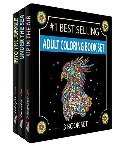 Creatively Calm Studios Adult Coloring Books Set.Three Books! Designs from The Sky, Land & Sea. Coloring Books for Adults Relaxation - Image 2
