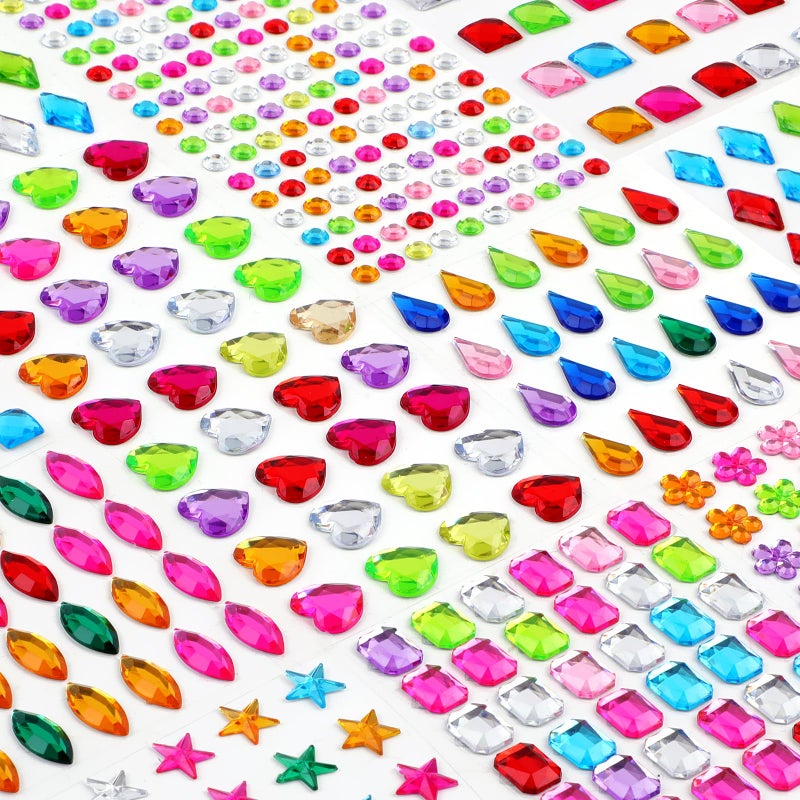 Hoiny 407pcs Gem Stickers Crafts for Kids, Self Adhesive Jewel Stickers, Acrylic Bling Stick on Gems, Big Rhinestone Stickers for Crafts, Muticolor Gemstone Sticky Gems for Crafting Decorating DIY - Image 1