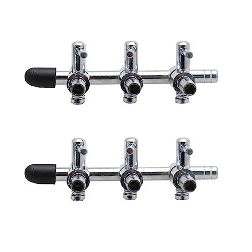 TAODAN 2PCS 3-Way Aquarium Metal Gang Manifold Air Line Control Valve Air Tap Air Splitter Stainless Steel Air Flow Splitter Pump Lever Valve - Image 1