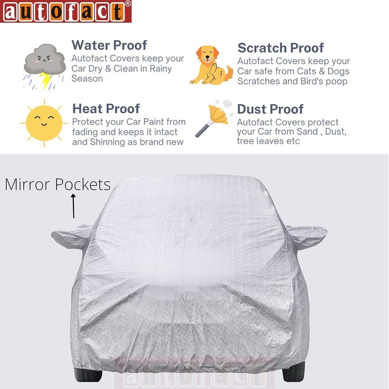 Autofact Waterproof Car Body Cover Compatible with Hyundai Stargazer with Mirror Pockets (Shinning Silver) - Image 2