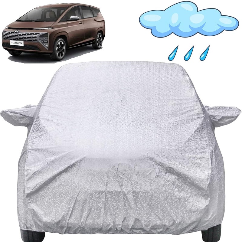 Autofact Waterproof Car Body Cover Compatible with Hyundai Stargazer with Mirror Pockets (Shinning Silver) - Image 1