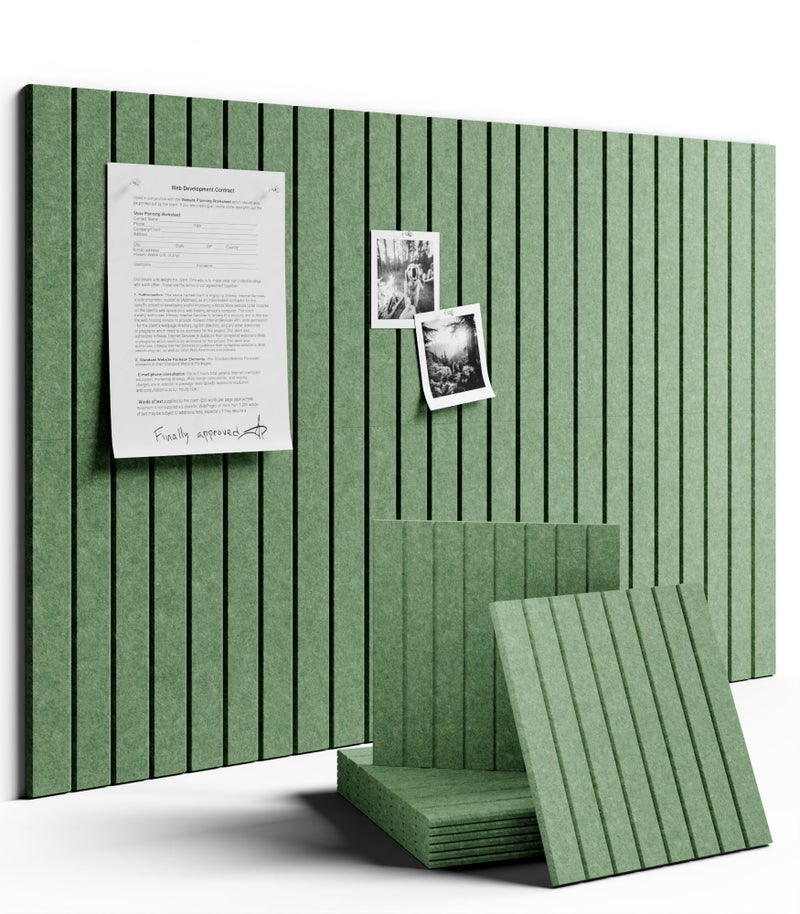 Fluxynara Large Felt Bulletin Board 36"x24" Cork Board Alternative - 6 Pack with 40 Safe Removable Adhesive Tabs, Cork Boards for Walls for Home Office Classroom Pin Board-Moss Green - Image 1