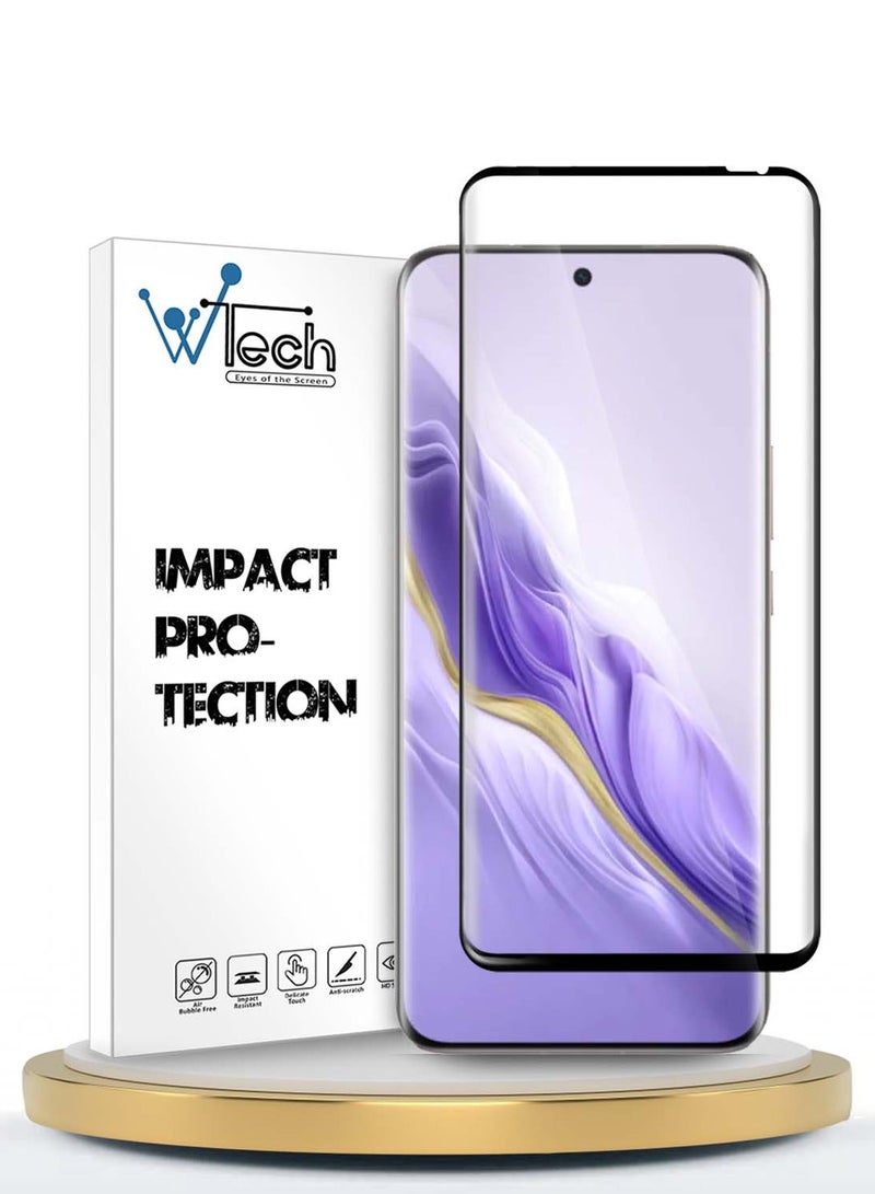 Wtech Honor Magic6 5G 2024 Premium Edge-Pro Series Full Glue Full Cover Tempered Glass Screen Protector - Clear/Black - Image 1