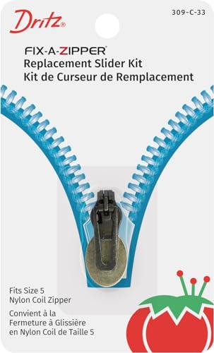 Dritz Fix-A-Zipper Replacement Slider Kit for Size 5 Coil Zipper, Gunmetal - Image 1