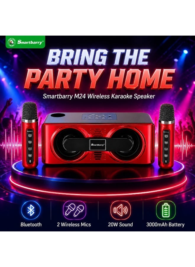 Smartbarry M24 Rechargeable Karaoke Speaker with Microphone Portable Bluetooth Speaker 20W High Performance Audio Deep Bass Long Lasting Battery for Parties and Entertainment - Image 1