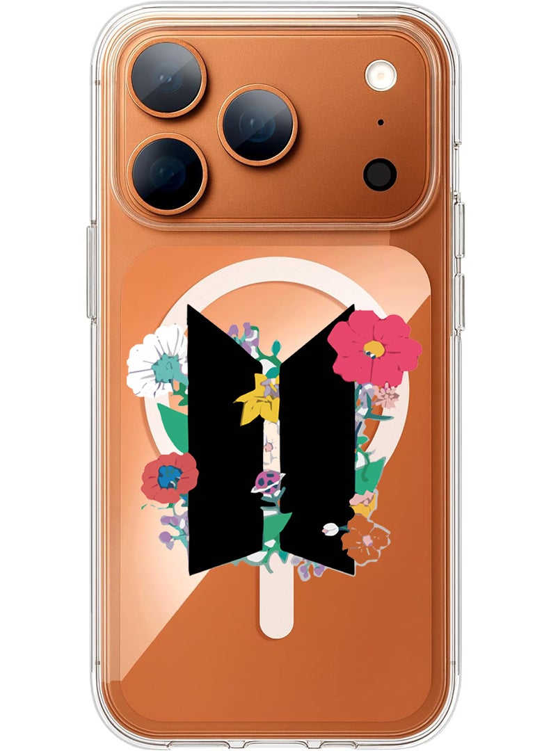 Theodor Magnetic Case for Apple iPhone 17 Pro Compatible with MagSafe Wireless Charging, Shockproof Phone Bumper Cover - BTS floral B - Image 1