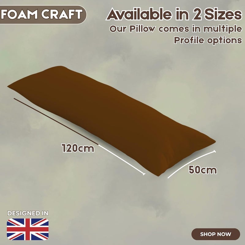 FOAM CRAFT® Full Body Long Pillow with Cotton Cover - Mocha, 50 x 120 cm - Image 2