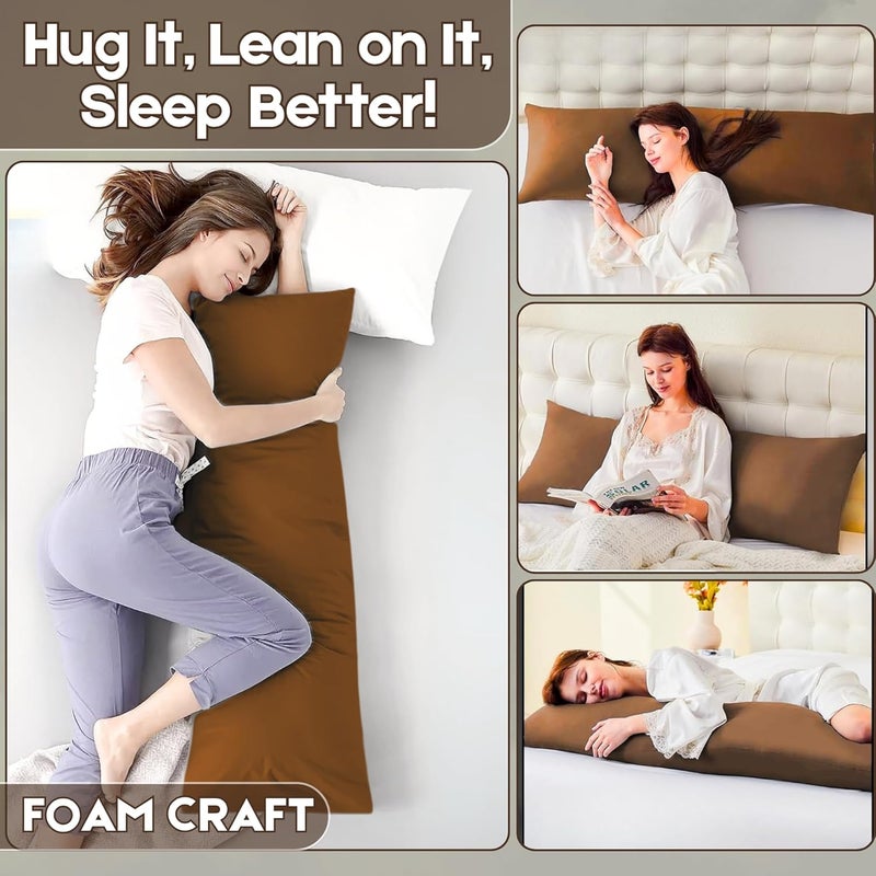 FOAM CRAFT® Full Body Long Pillow with Cotton Cover - Mocha, 50 x 120 cm - Image 4