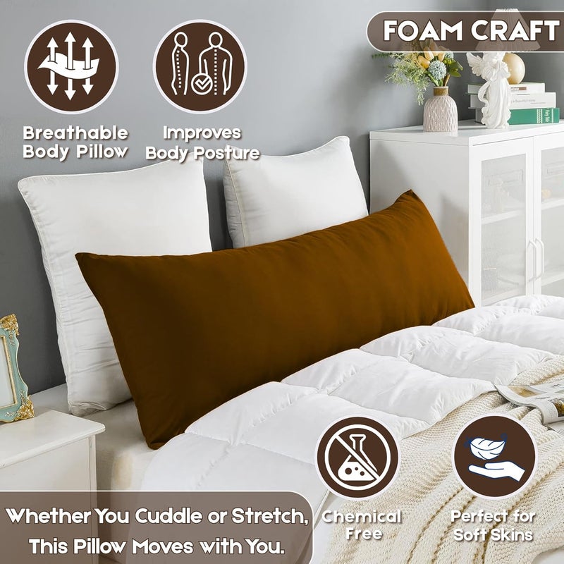 FOAM CRAFT® Full Body Long Pillow with Cotton Cover - Mocha, 50 x 120 cm - Image 5