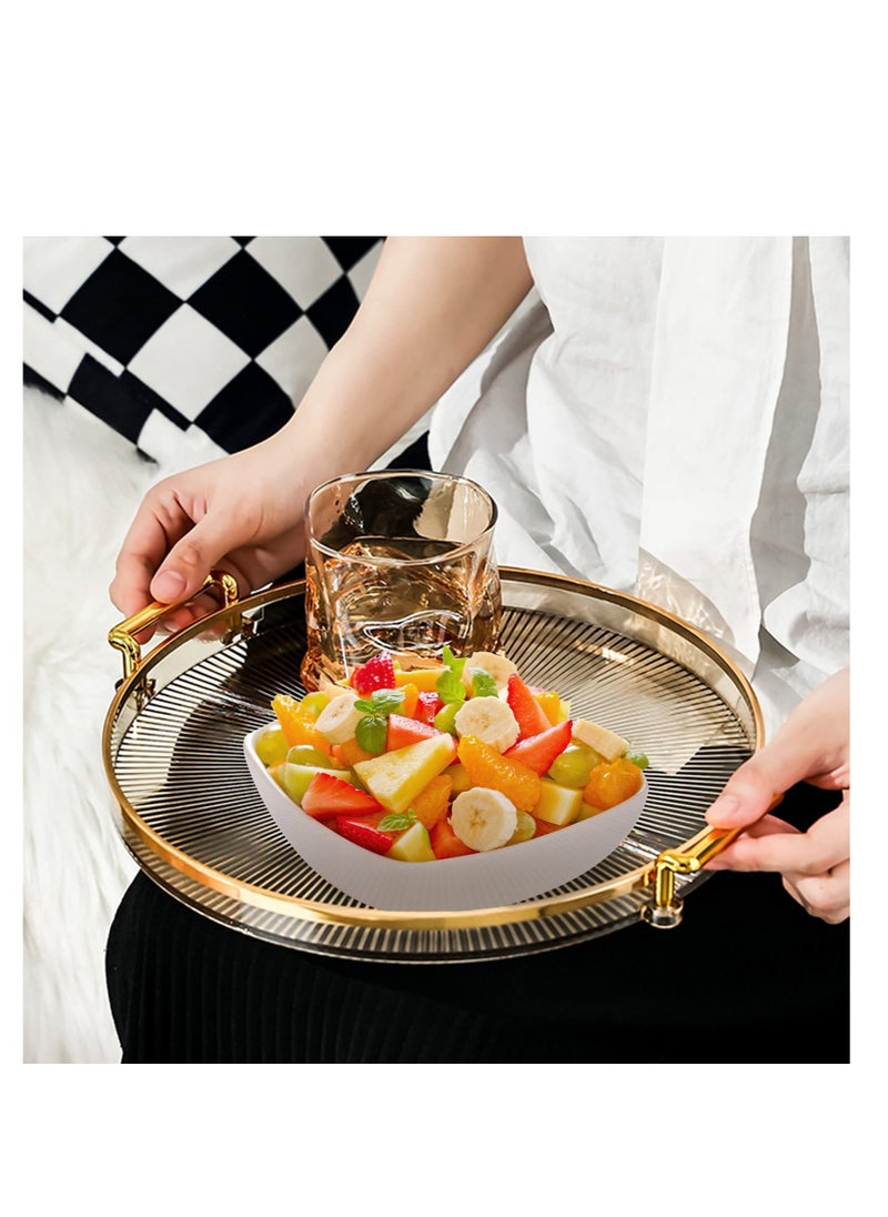 Generic - Elegant Round Acrylic Serving Tray with Gold Handles for Home and Restaurant Use, Perfect for Drinks, Breakfast, and Fruit Display - Image 1
