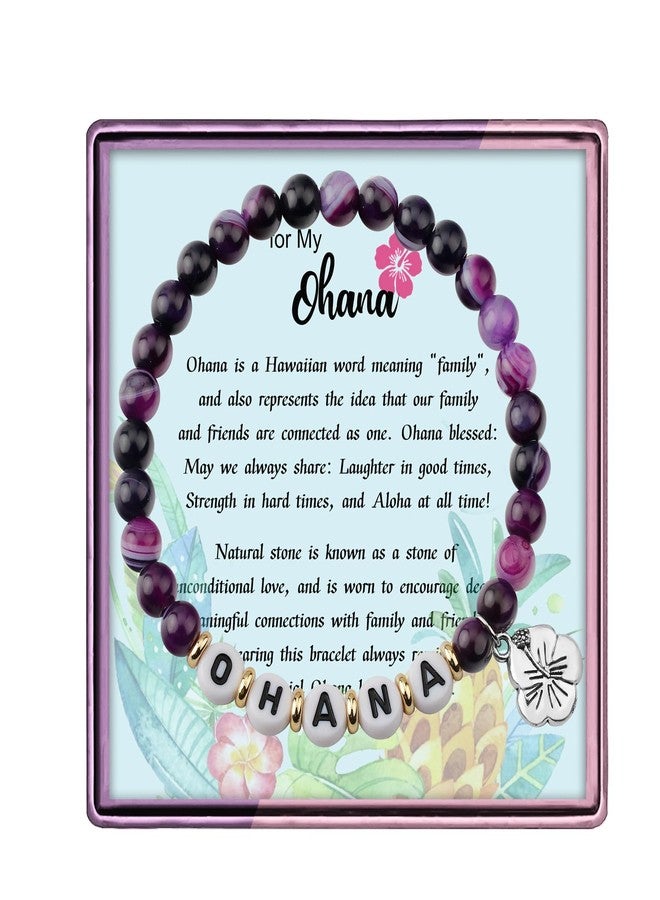 Haoze Ohana Bracelet Gifts for Women, Natural Stone Beads Bracelet Friendship Jewelry Birthday Gifts for Daughter Niece Sister Granddaughter Hawaiian Accessories (Purple) - Image 1
