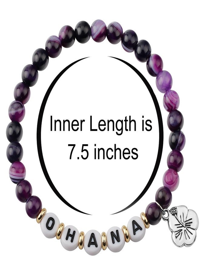 Haoze Ohana Bracelet Gifts for Women, Natural Stone Beads Bracelet Friendship Jewelry Birthday Gifts for Daughter Niece Sister Granddaughter Hawaiian Accessories (Purple) - Image 2