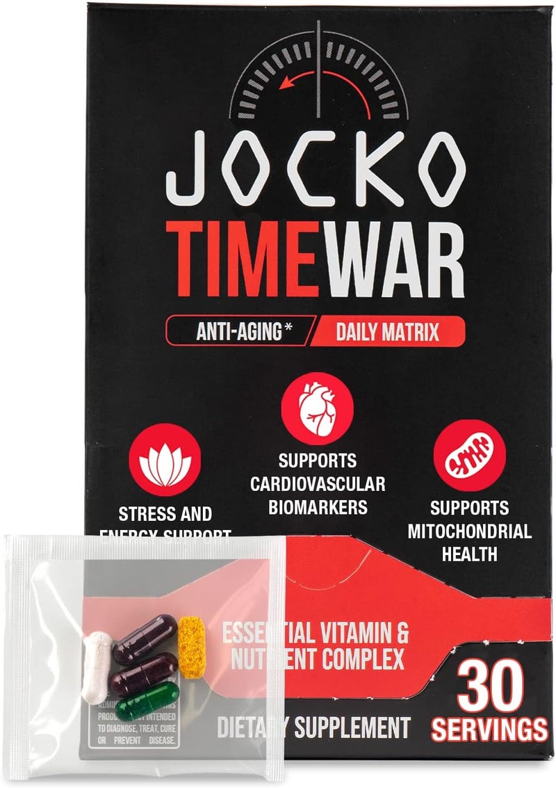 Jocko Fuel TIME WAR  Multivitamin for Men  Women NAD Supplement for Healthy Aging Heart Bone  Eye Health Essential Vitamins and Minerals Supports Stress Relief  Energy Levels  30 Day Supply - Image 1