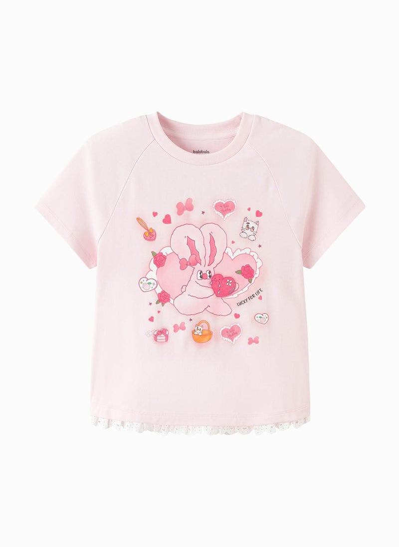 Balabala Kids Girls Round neck short-sleeved T-shirt - Image 1