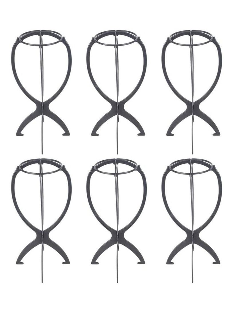 إستيل حامل شعر مستعار قطع من البلاستيك المتين القابل للطي وحامل شعر مستعار قابل للطي أداة عرض قطع الشعر المستقرة حامل شعر مستعار مجفف (أسود) - Image 1