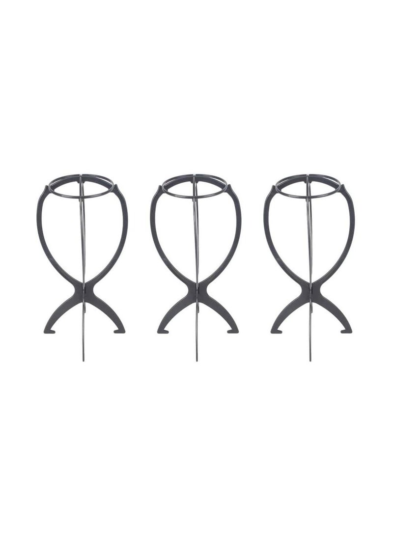 إستيل حامل شعر مستعار قطع من البلاستيك المتين القابل للطي وحامل شعر مستعار قابل للطي أداة عرض قطع الشعر المستقرة حامل شعر مستعار مجفف (أسود) - Image 4