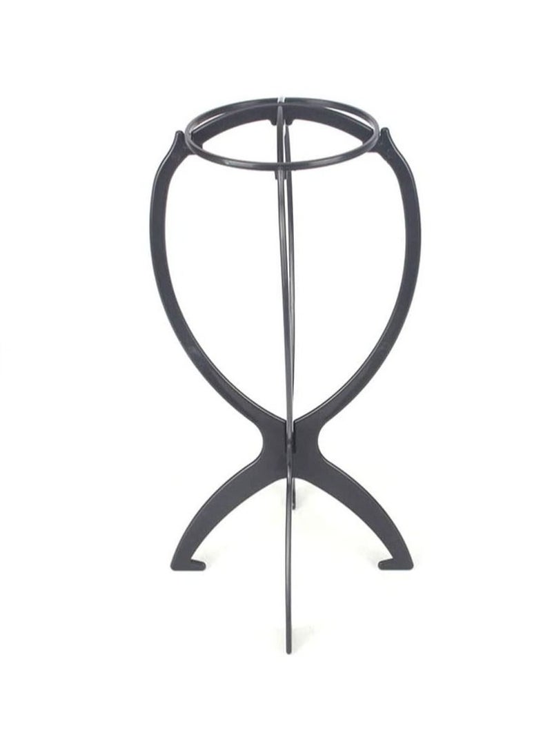 إستيل حامل شعر مستعار قطع من البلاستيك المتين القابل للطي وحامل شعر مستعار قابل للطي أداة عرض قطع الشعر المستقرة حامل شعر مستعار مجفف (أسود) - Image 2