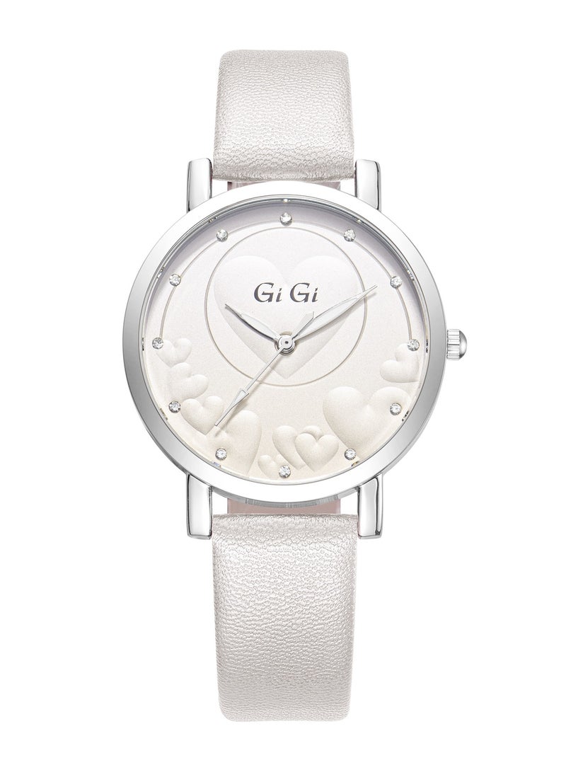 جيجي ساعة يد نسائية من جيجي انالوج بسوار جلدي وكريستال - Image 1