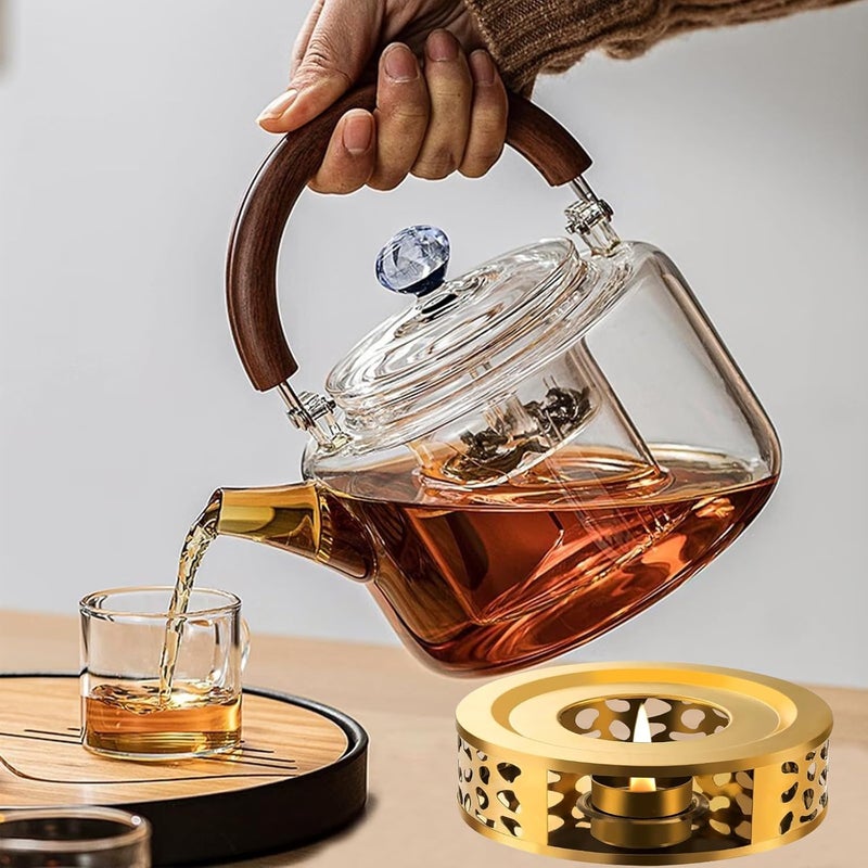 FOXNSK Teapot Warmer, Stainless Steel Coffee Warmer Base with Hollow Frame Design Candle Holder for Glass Teapot and Other Heatproof Dish Warming Use - Image 5