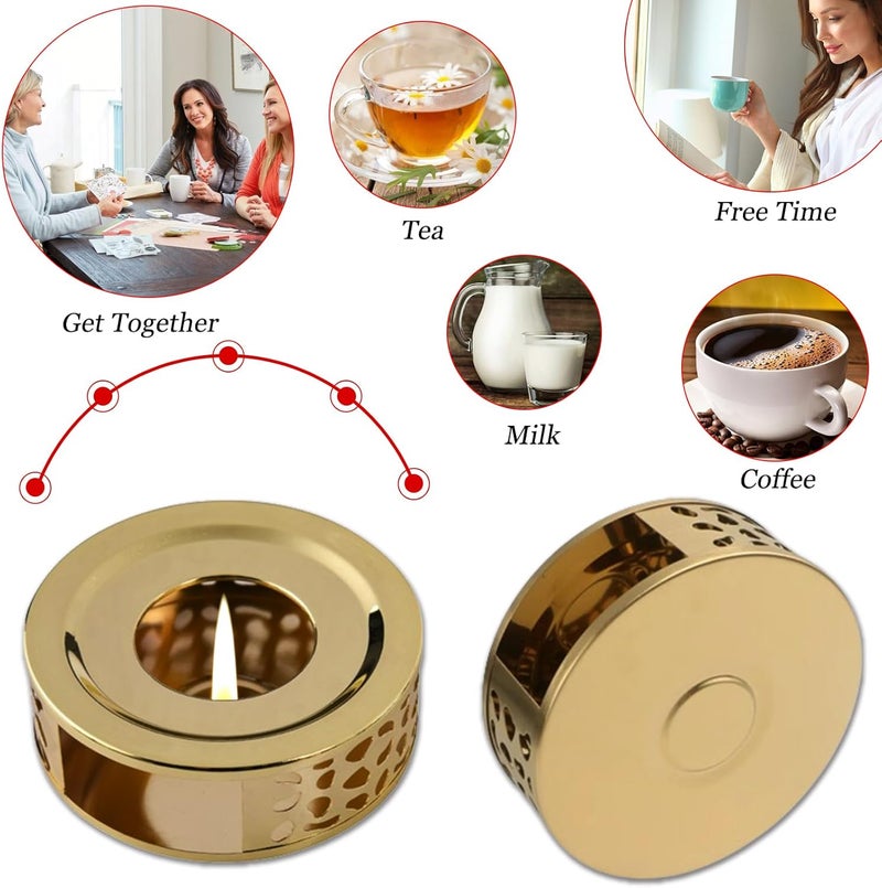 FOXNSK Teapot Warmer, Stainless Steel Coffee Warmer Base with Hollow Frame Design Candle Holder for Glass Teapot and Other Heatproof Dish Warming Use - Image 4