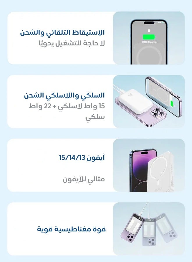 AOLON 5000 mAh Foldable Magnetic Wireless Power Bank Portable Charger 22.5W (white) - Image 2