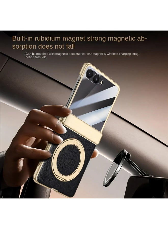 عام Case Compatible with Samsung Galaxy Z Flip 7 Cover with Magnetic Attraction + High-definition Tempered Film + 360° Rotating Bracket, Anti Shock and Anti Fall Cover Case - Image 2