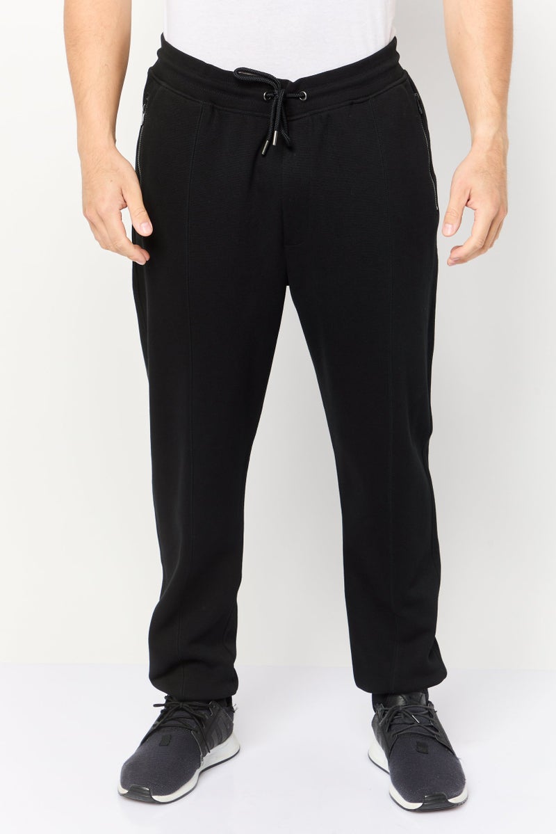 Celio Men Regular Fit Textured  SweatPants, Black - Image 1