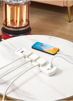 LAWAZIM Heavy duty 3 Way Extension Cable with on/off buttons & 2 USB Port | 5 Meters | 2990W  - Image 5