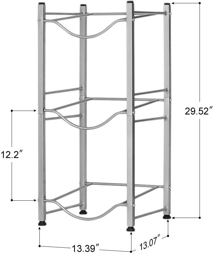 Neala Water Cooler Jug Rack, 3-Tier Water Bottle Storage Rack 5 Gallon Detachable Heavy Duty Water Bottle Shelf for Home Office Kitchen Organization Silver - Image 2