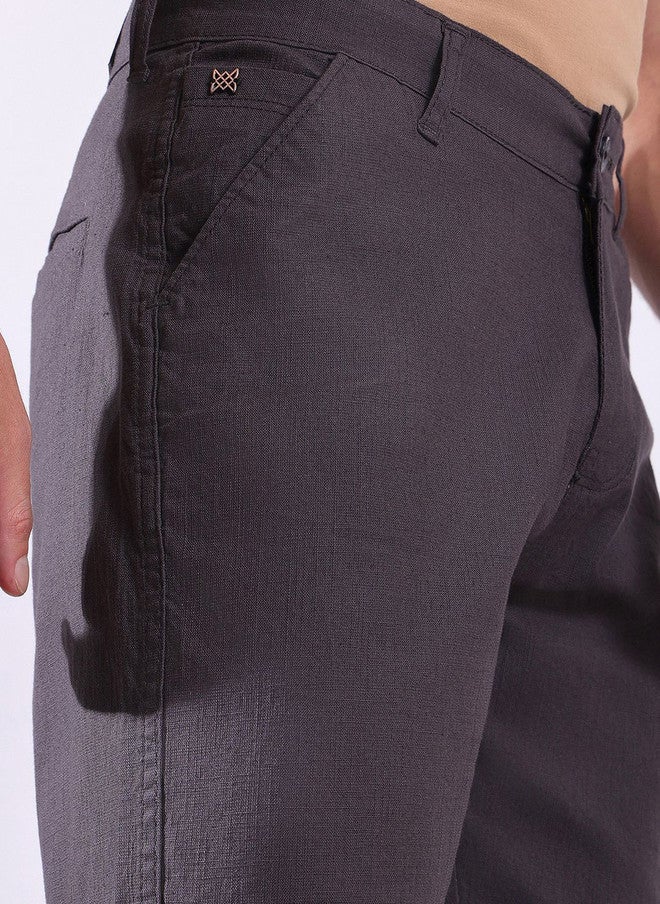 Hence Men Charcoal Self Design Relaxed Fit Chino Shorts - Image 5