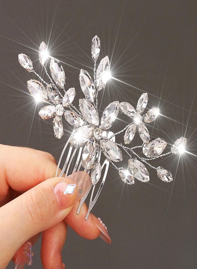 Latious Silver Wedding Crystal Hair Comb Rhinestone Bridal Hair Pieces Vintage Hair Clip for Women and Girls - Image 1