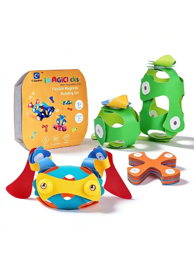 (FREE TOY WITH KPOP COSTUME R-150!) K-Style Performance Cosplay Kids Costume R-150cm & iMAGiClicks Flexible Magnetic Building Set for Kids, Magnetic Building Toys, Bendable Magnetic Tiles, STEM Educational Toy, Strong Magnets, Travel-Friendly Eid Gift, Ages 3+ (Travel Pack, 16, count) Bundle - Image 3