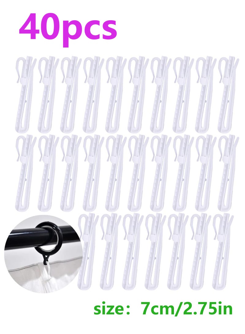 40 Pack Curtain Hooks Drapes Hanger Adjustable Shorten Hanging Hook Pinch Pleat Clip Holder Pleater Drapery Prong Pin for Window Door Shower Curtains Rod Ring Pleated Ratchet System - Image 1