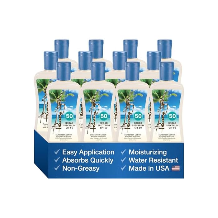 Panama Jack Sunscreen Lotion - SPF 50, Broad Spectrum UVA/UVB Suntan Protection, PABA, Paraben, Gluten & Cruelty Free, 6 FL OZ (Pack of 12)