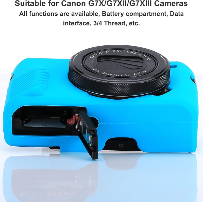 Yisau G7X / G7X Mark II Camera Silicone Case, Ultra Thin Lightweight Rubber Soft Silicone Case Bag Cover for Canon PowerShot G7X / G7X Mark II with Microfiber Cloth - Blue - Image 3