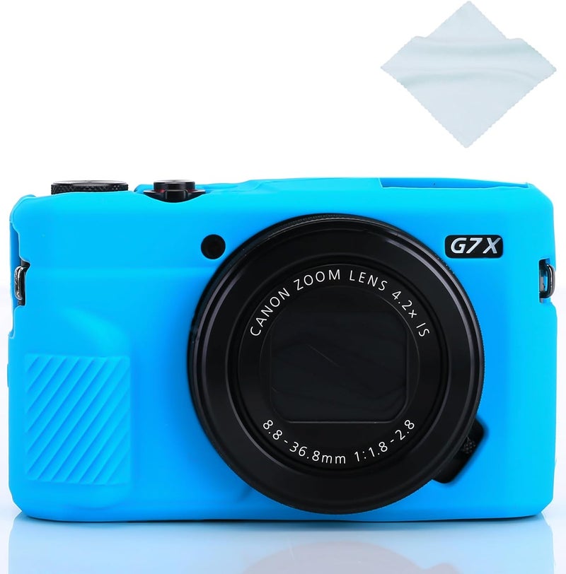 Yisau G7X / G7X Mark II Camera Silicone Case, Ultra Thin Lightweight Rubber Soft Silicone Case Bag Cover for Canon PowerShot G7X / G7X Mark II with Microfiber Cloth - Blue - Image 1