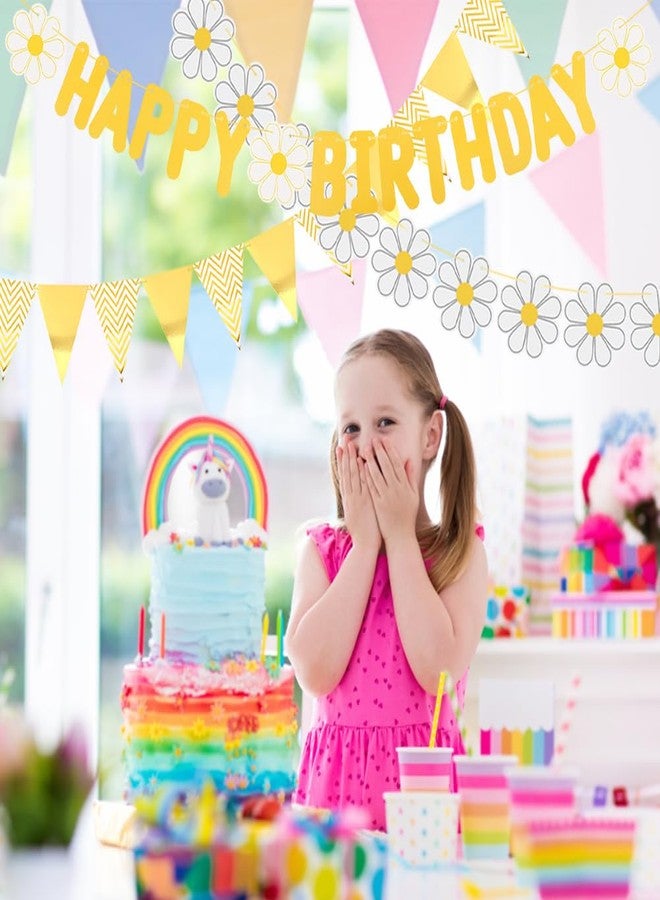 Balana Yellow Daisy Birthday Party Decoration Supplies,Happy Birthday Sign Banner Hanging Paper Kit,for Adults Birthday Party Decorations Shower DIY Hanging - Image 5