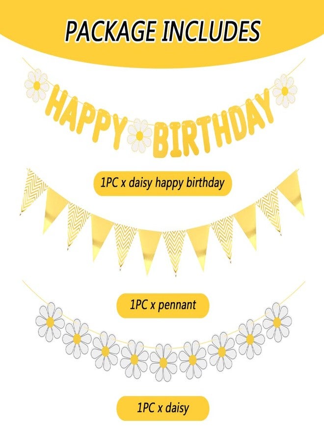 Balana Yellow Daisy Birthday Party Decoration Supplies,Happy Birthday Sign Banner Hanging Paper Kit,for Adults Birthday Party Decorations Shower DIY Hanging - Image 3