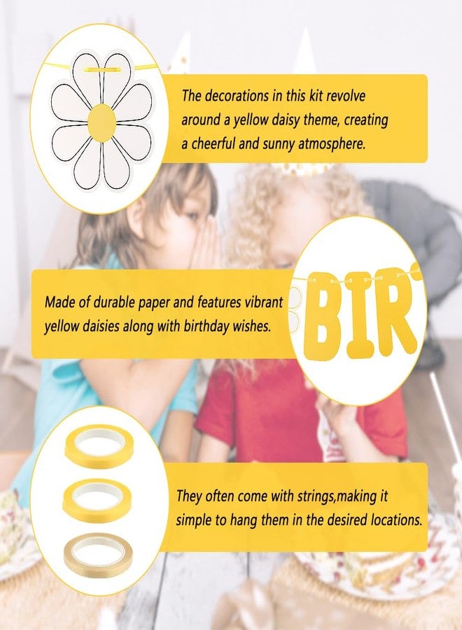 Balana Yellow Daisy Birthday Party Decoration Supplies,Happy Birthday Sign Banner Hanging Paper Kit,for Adults Birthday Party Decorations Shower DIY Hanging - Image 4