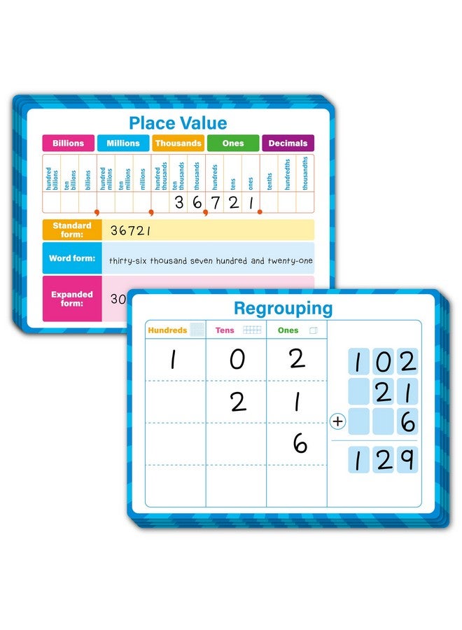 سبرايت جرو 8 مجموعات من السبورة البيضاء لقيمة المكان، بطاقة قابلة للمسح الجاف على الوجهين، لوحة بيضاء لتعلم الرياضيات للأطفال والطلاب والفصول الدراسية والمنزل (كل منها يبلغ مقاسها 12 بوصة × 9 بوصة) - Image 1