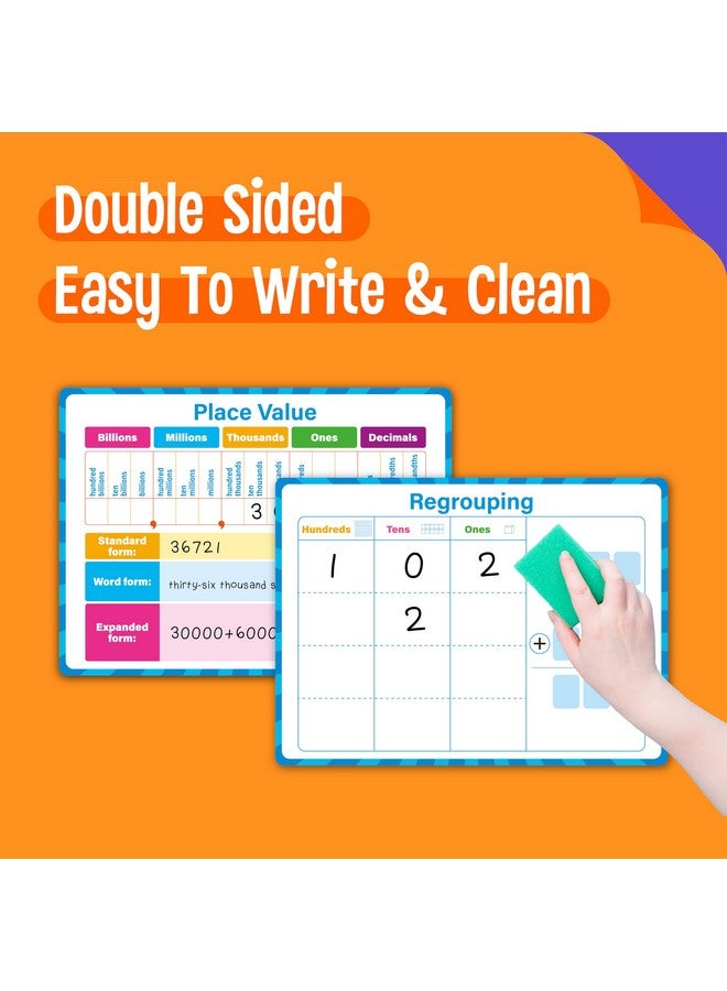 سبرايت جرو 8 مجموعات من السبورة البيضاء لقيمة المكان، بطاقة قابلة للمسح الجاف على الوجهين، لوحة بيضاء لتعلم الرياضيات للأطفال والطلاب والفصول الدراسية والمنزل (كل منها يبلغ مقاسها 12 بوصة × 9 بوصة) - Image 4