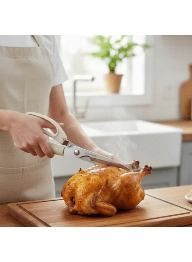 داني هوم مقص مطبخ داني هوم عالي التحمل من الفولاذ المقاوم للصدأ – مقص متعدد الأغراض للدواجن بمقبض ناعم لقطع سهل – بيج - Image 3